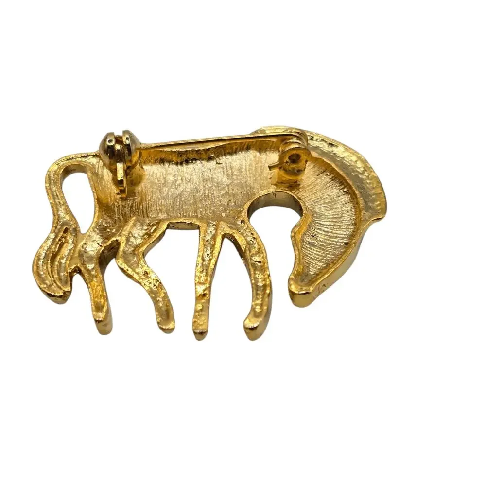 Brooch Zebra Figural Art Nouveau Vintage Style Textured Gold Tone SKU 3023
